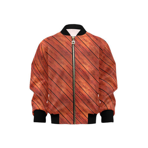Wood Printed Pattern Print Design 03 Kids' Boys' Girls' Bomber Jacket