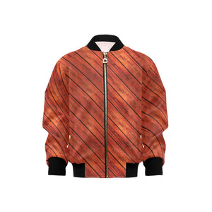 Wood Printed Pattern Print Design 03 Kids' Boys' Girls' Bomber Jacket