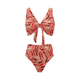Beautiful Chili peppers pattern Chest Bowknot High Waisted Bikini Swimsuit