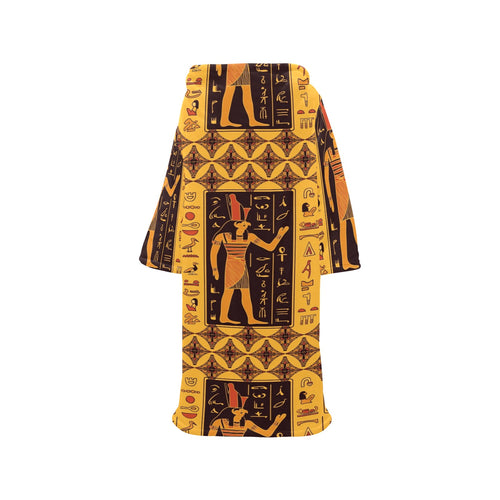 Egypt Hieroglyphics Pattern Print Design 05 Blanket Robe with Sleeves