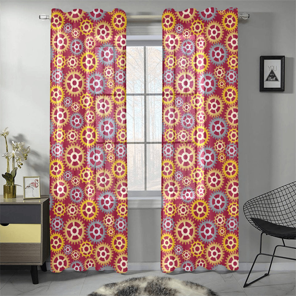Gear Pattern Print Design 04 Gauze Curtain