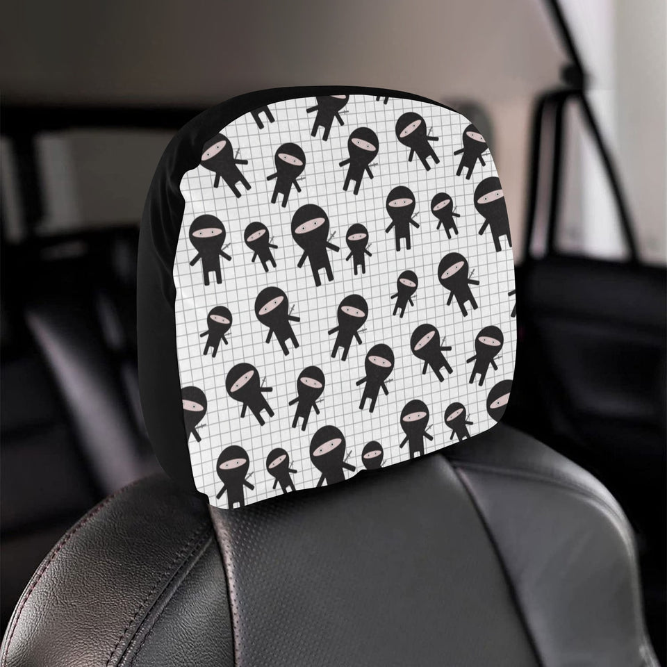 Ninja pattern plaid background Car Headrest Cover