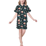 Cute sloths sleeping christmas ball santa hat patt Kids' Boys' Girls' V-Neck Short Pajama Set