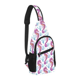 Purple seahorse blue coral pattern All Over Print Chest Bag