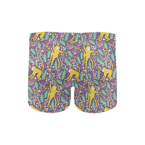 Cute yellow monkey leaves pattern Men's Swimming Trunks