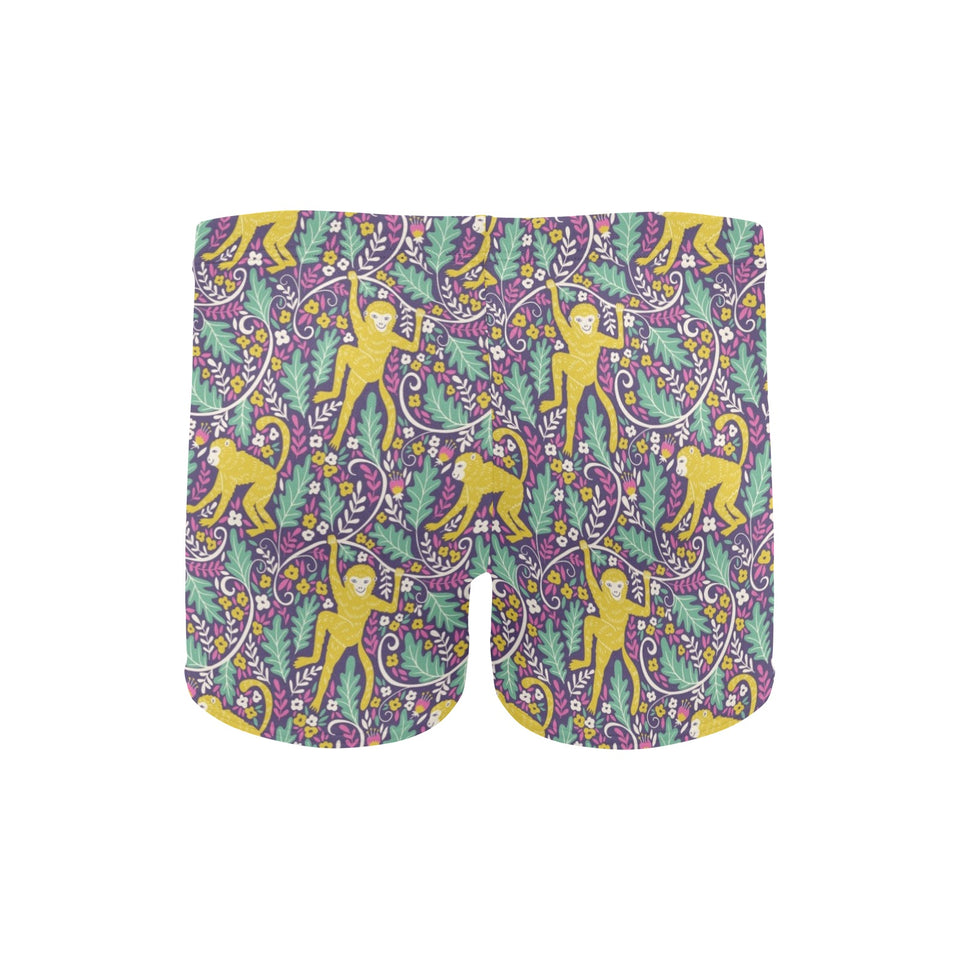 Cute yellow monkey leaves pattern Men's Swimming Trunks