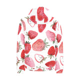 watercolor hand drawn beautiful strawberry pattern Men's Padded Hooded Jacket