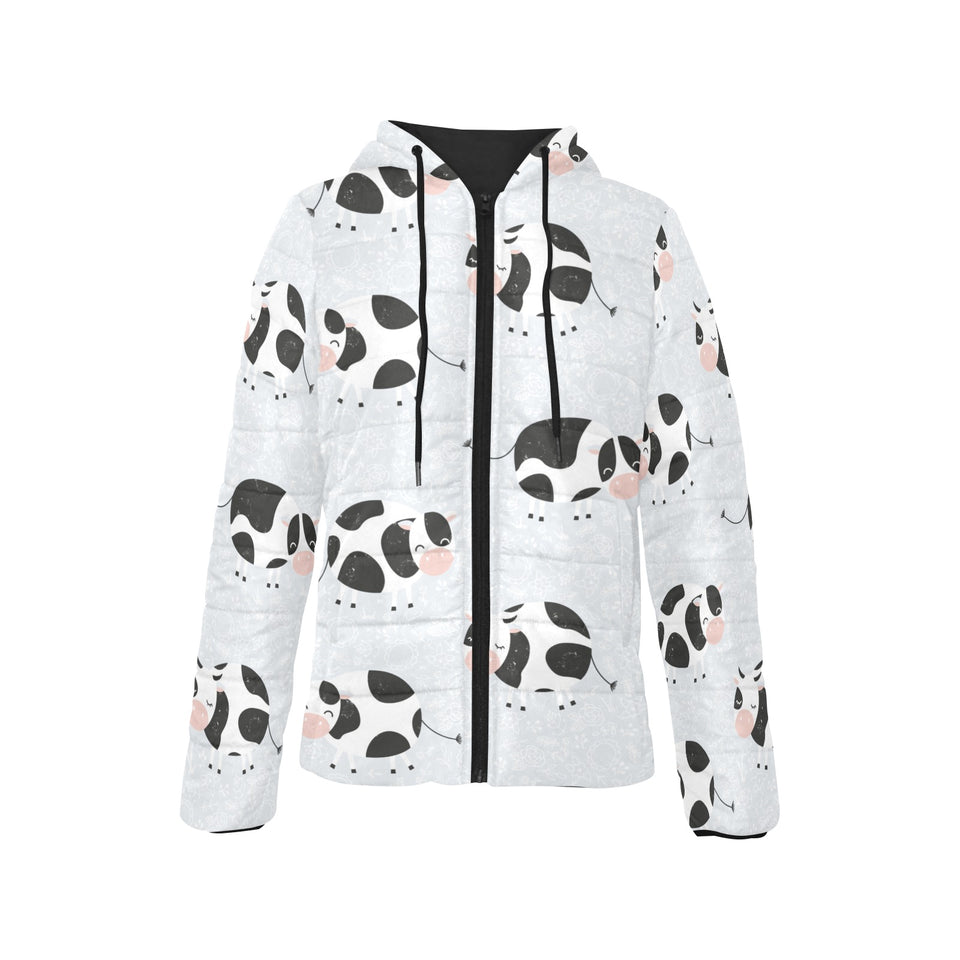 Cute cows pattern Women's Padded Hooded Jacket