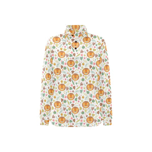 Lion Pattern Print Design 04 Women's Long Sleeve Polo Shirt