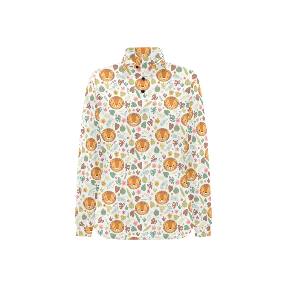 Lion Pattern Print Design 04 Women's Long Sleeve Polo Shirt