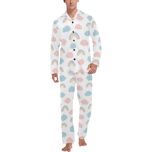 Cute rainbow clound pattern Men's Long Pajama Set