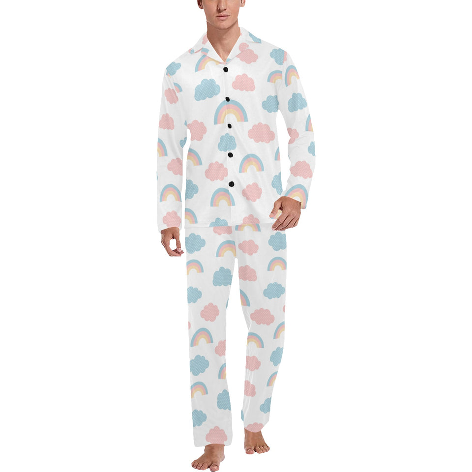 Cute rainbow clound pattern Men's Long Pajama Set