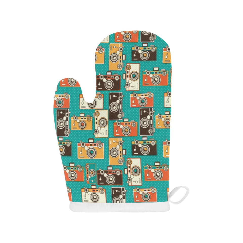 Camera Pattern Print Design 03 Heat Resistant Oven Mitts