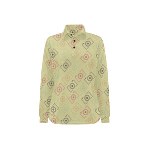 Camera Pattern Print Design 01 Women's Long Sleeve Polo Shirt