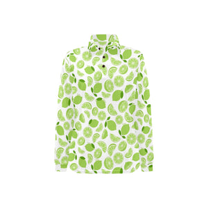 Lime design pattern Women's Long Sleeve Polo Shirt