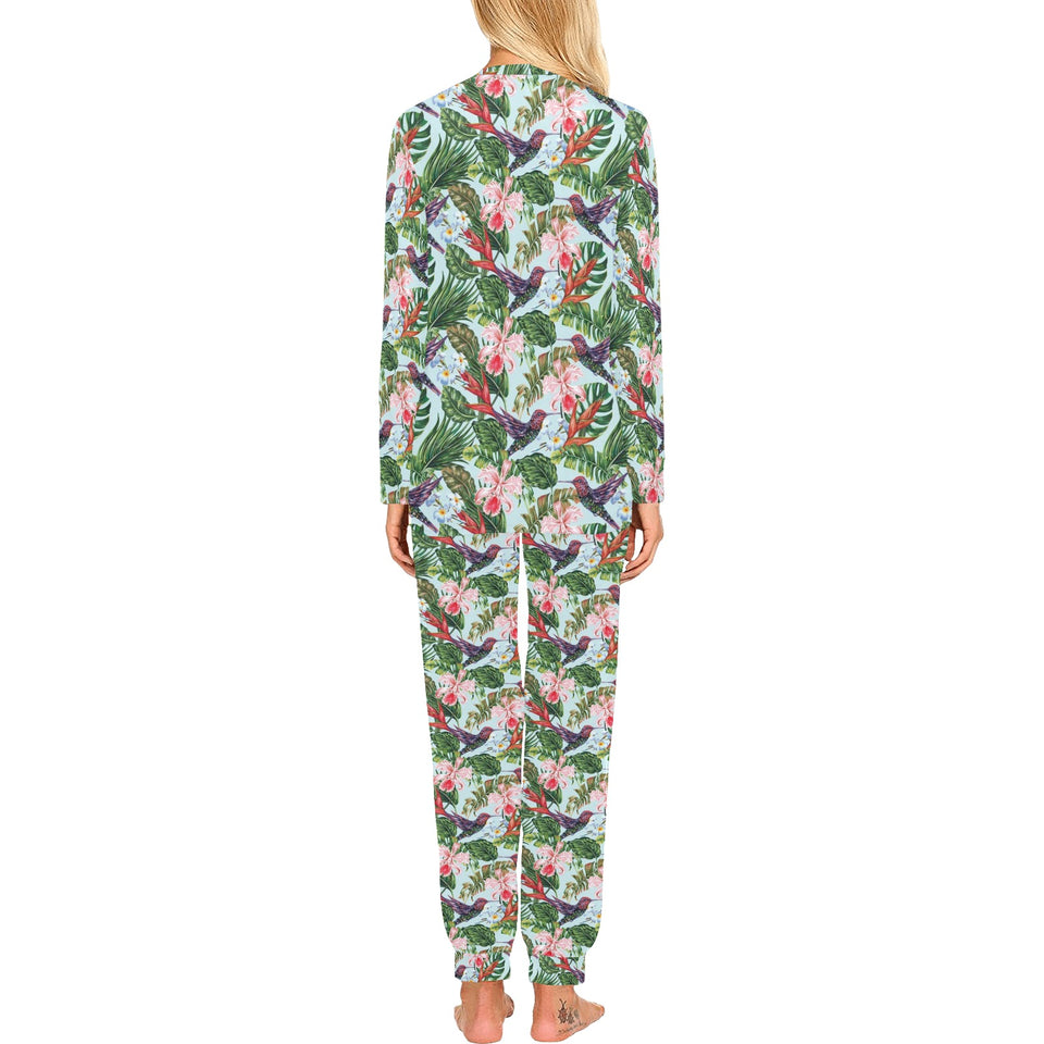 Hummingbird Pattern Print Design 05 Women's All Over Print Pajama Set