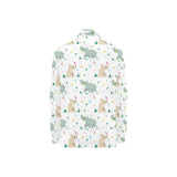 Cute Rhino pattern Women's Long Sleeve Polo Shirt