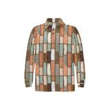 Wood Printed Pattern Print Design 02 Men's Long Sleeve Polo Shirt