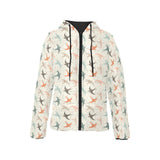 Swallow Pattern Print Design 02 Women's Padded Hooded Jacket