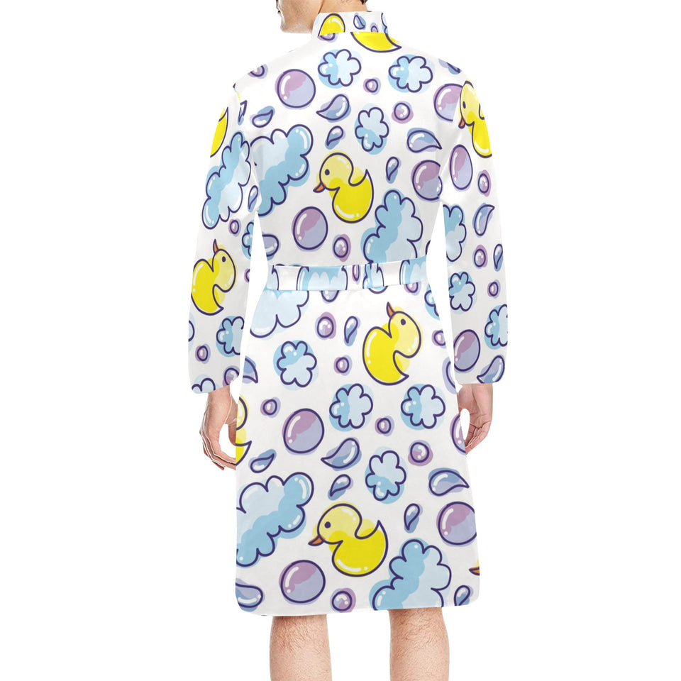 Duck Pattern Print Design 01 Men's Long Sleeve Belted Night Robe