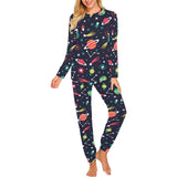 colorful space pattern planet star Women's All Over Print Pajama Set