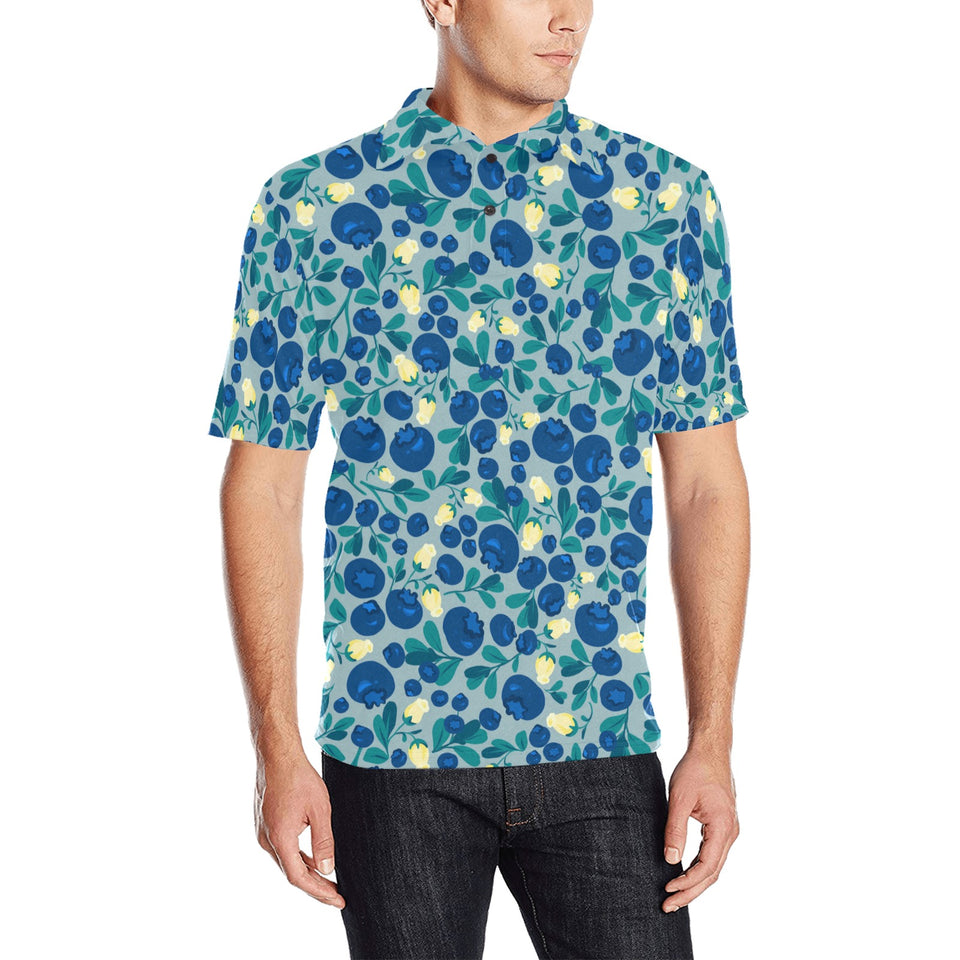 blueberry design pattern Men's All Over Print Polo Shirt