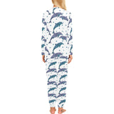 Dolphins pattern dotted background Women's All Over Print Pajama Set