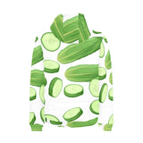 cucumber whole slices pattern Men's Padded Hooded Jacket