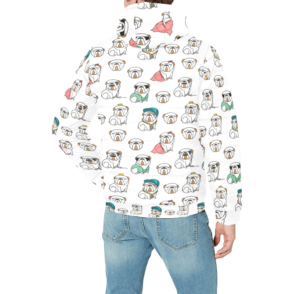 English Bulldog Pattern Print Design 03 Men's Padded Hooded Jacket