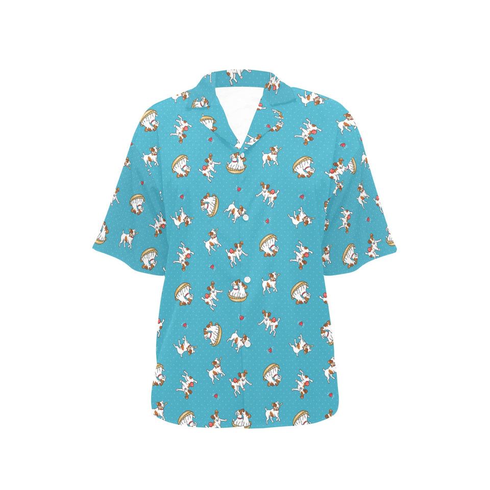 Jack Russel Pattern Print Design 03 Women's All Over Print Hawaiian Shirt
