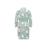Cute snowman pattern Men's Long Sleeve Belted Night Robe