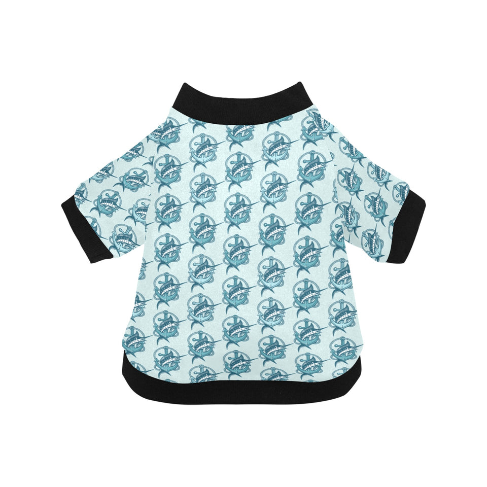 Swordfish Pattern Print Design 05 All Over Print Pet Dog Round Neck Fuzzy Shirt