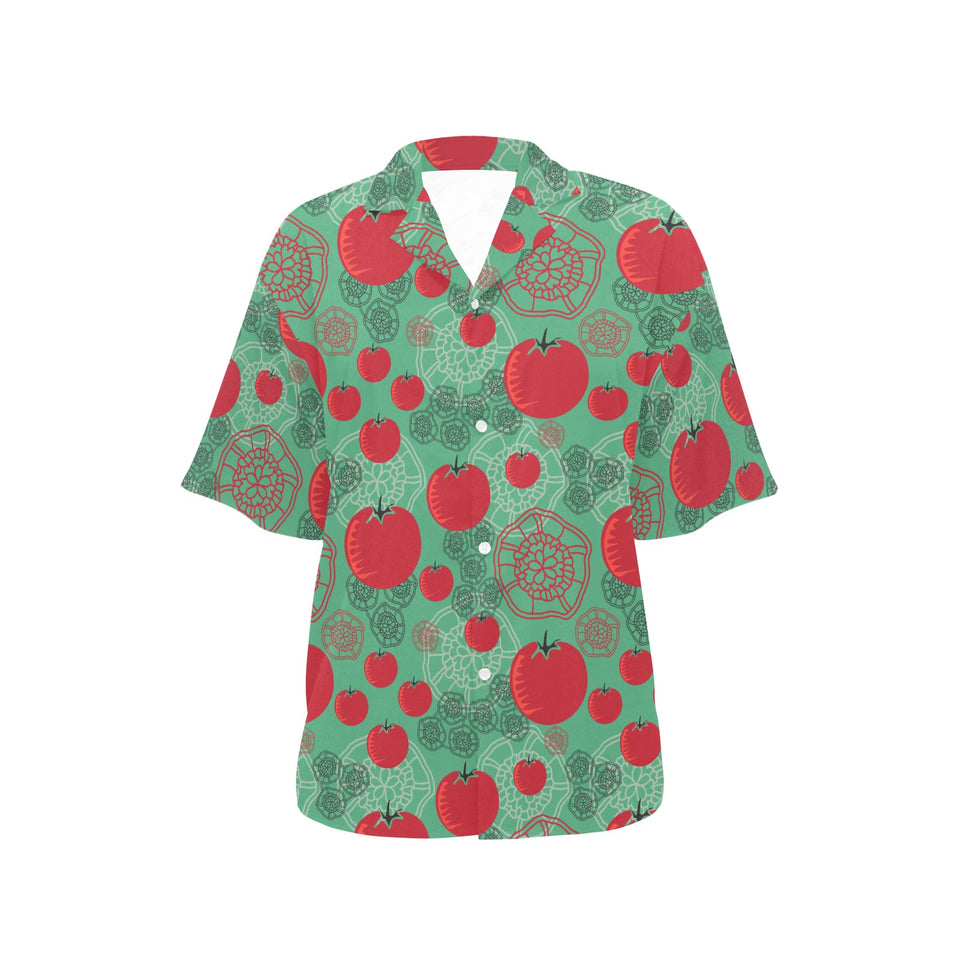 Tomato design pattern Women's All Over Print Hawaiian Shirt