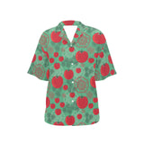 Tomato design pattern Women's All Over Print Hawaiian Shirt