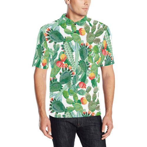 Cactus design pattern copy Men's All Over Print Polo Shirt