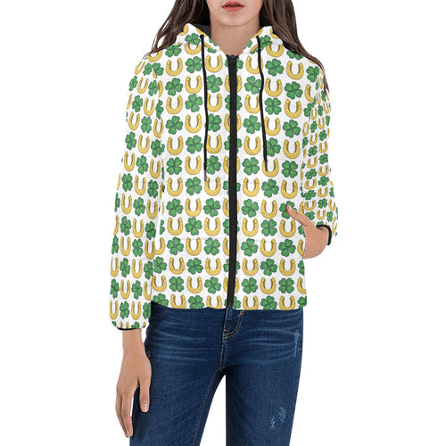 Horseshoes Pattern Print Design 04 Women's Padded Hooded Jacket