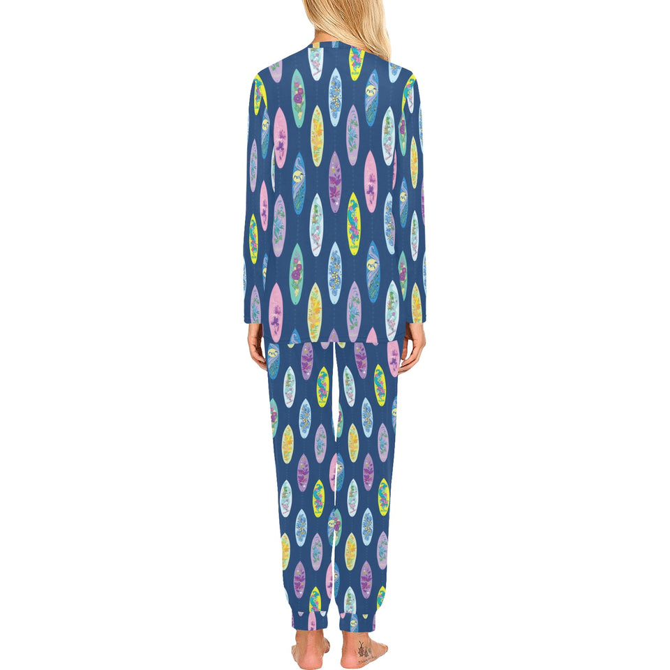 Surfboard Pattern Print Design 03 Women's All Over Print Pajama Set