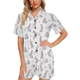 Watercolor cute rabbit pattern Women's V-Neck Short Pajama Set