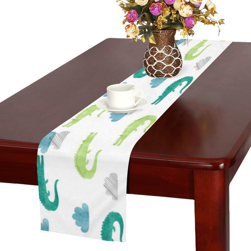 watercolor crocodile pattern Table Runner