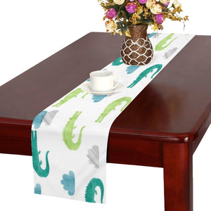 watercolor crocodile pattern Table Runner