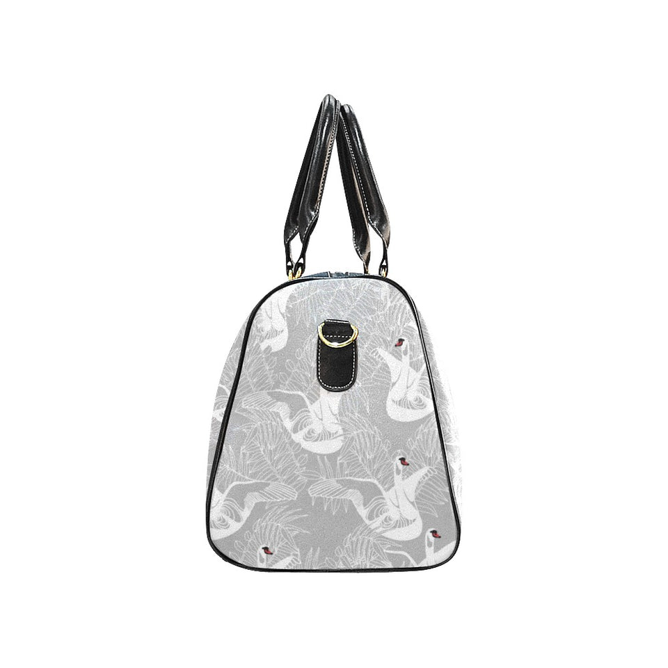 white swan gray background Travel Bag