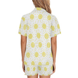 hand drawn sun pattern Women's V-Neck Short Pajama Set