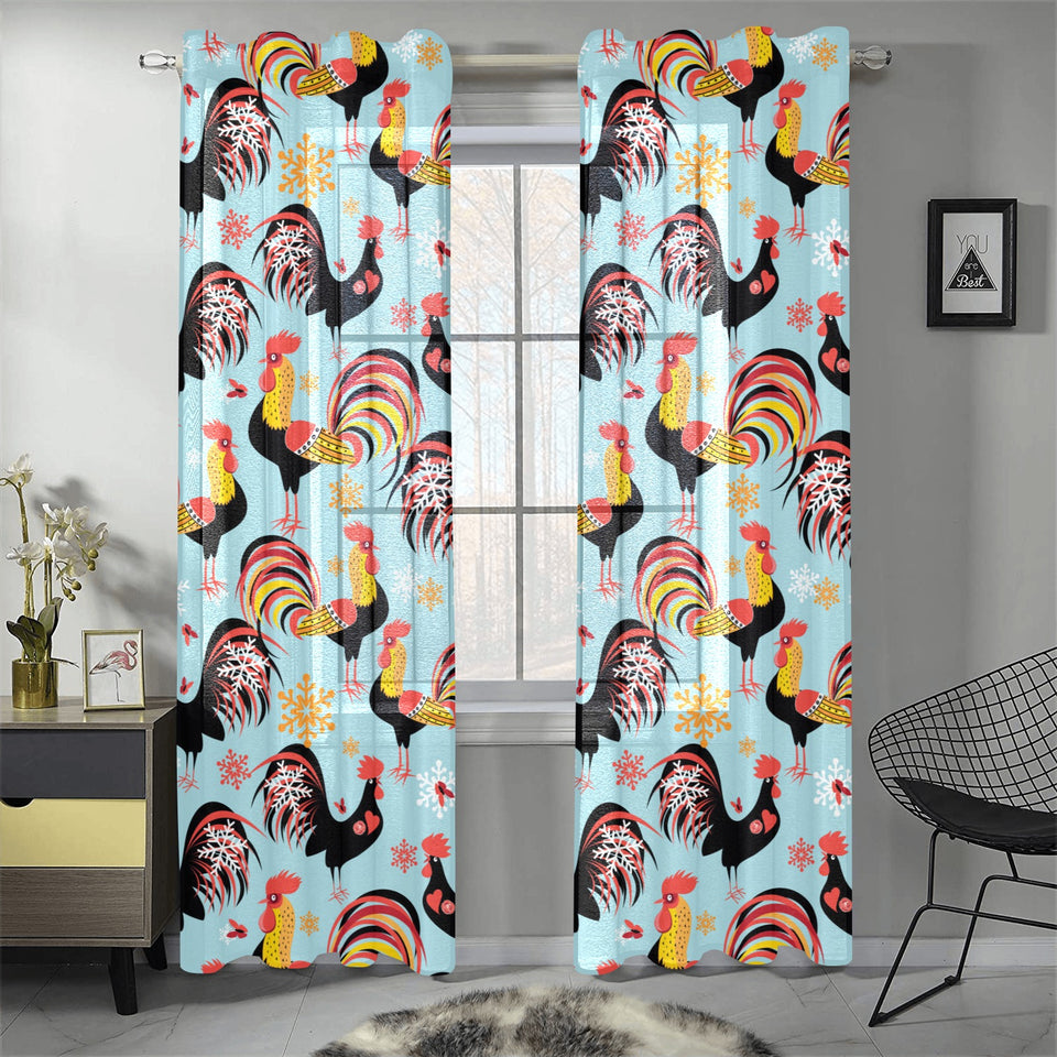 Rooster chicken cock snowfalke Gauze Curtain