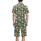 Squirrel Pattern Print Design 03 Men's V-Neck Short Pajama Set
