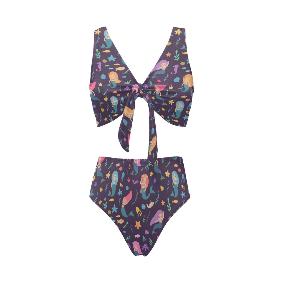 beautiful mermaid Fish jellyfish algae other marin Chest Bowknot High Waisted Bikini Swimsuit