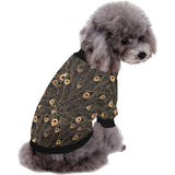 Gold peacock feather pattern All Over Print Pet Dog Round Neck Fuzzy Shirt