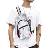 Snowman christmas tree snow gray background All Over Print Chest Bag