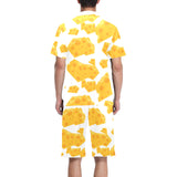 Cheese slice pattern Men's V-Neck Short Pajama Set