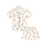 shiba inu dog pattern Kids' Boys' Girls' V-Neck Short Pajama Set