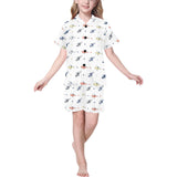 Cute helicopter star pattern Kids' Boys' Girls' V-Neck Short Pajama Set